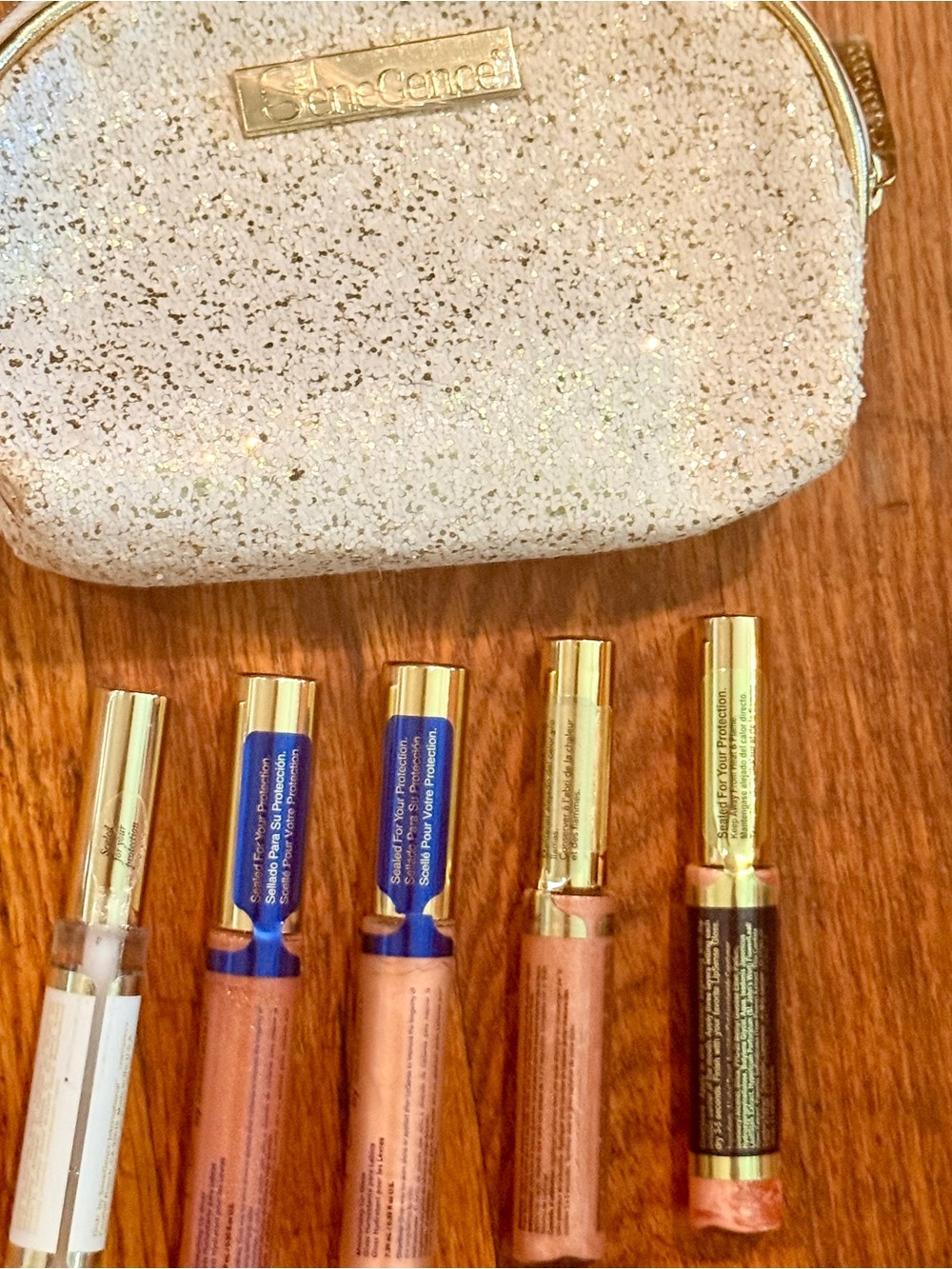 Lipsense Lip Bundle— Nude/Pink Shades of lip color and gloss with Glitter Pouch